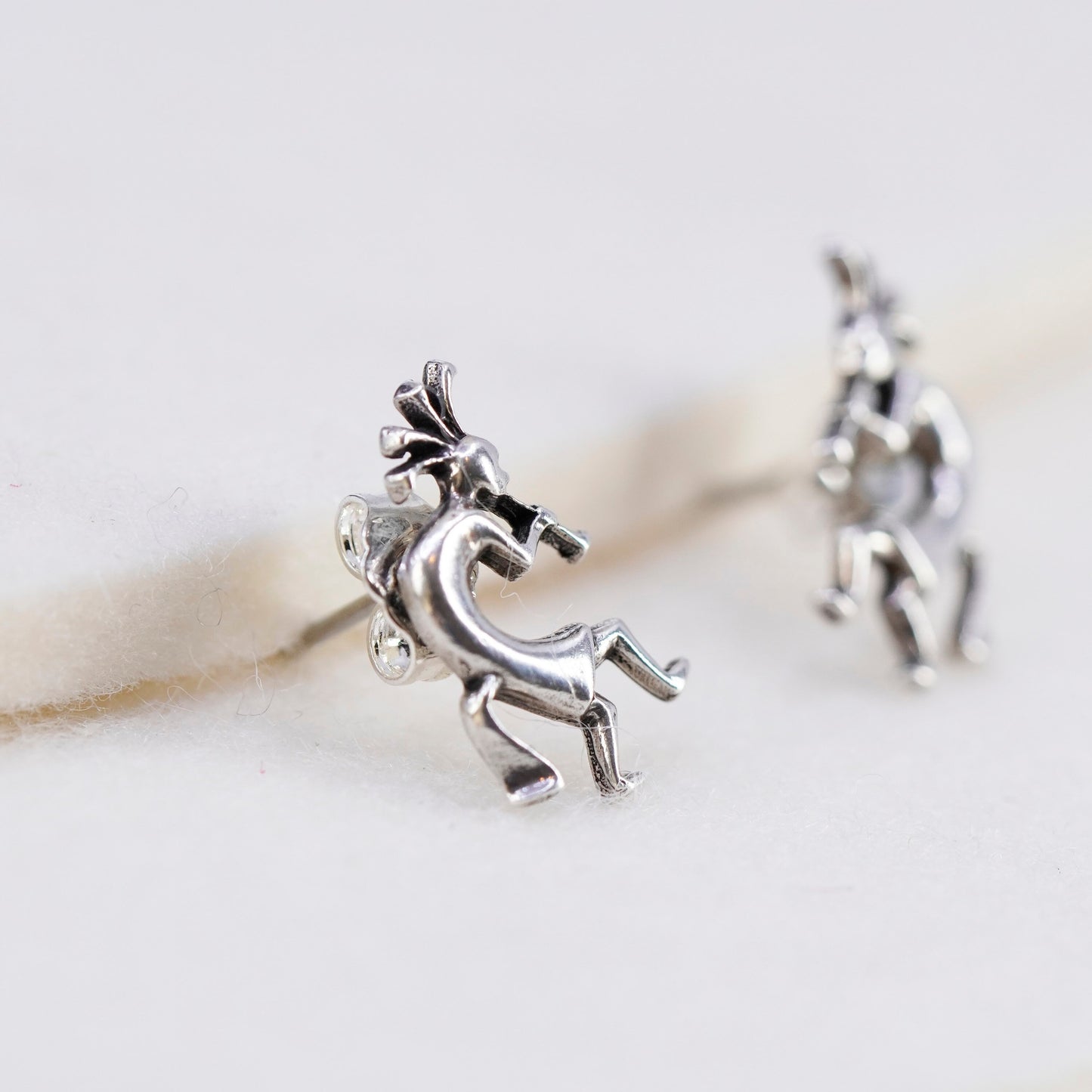 Vintage Sterling silver handmade earrings, 925 kokopelli studs