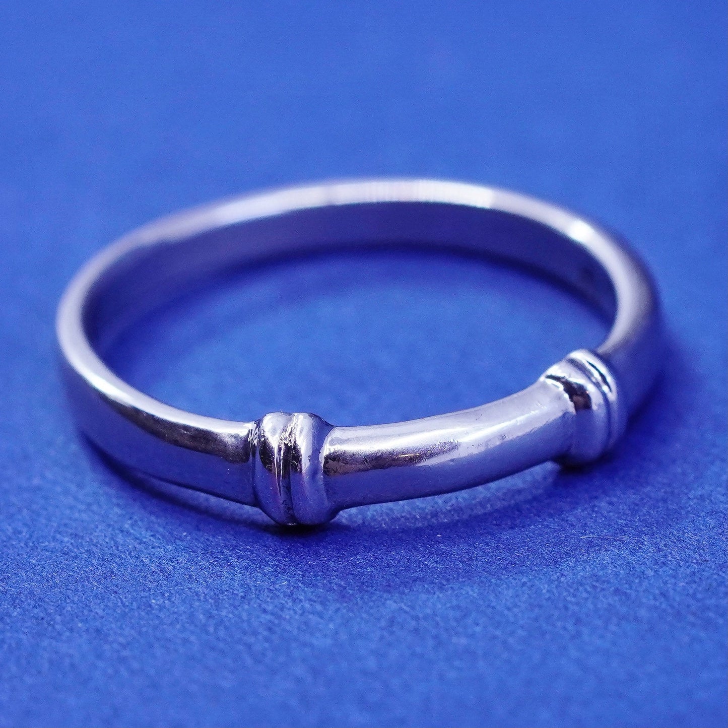 Size 7, vintage Sterling silver handmade ribbed ring, 925 stackable ring