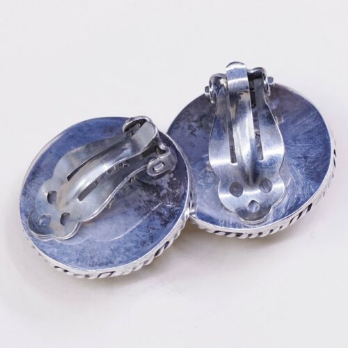 vintage Mexico Handmade Modern Sterling 925 Silver clip on, Round 925 earrings