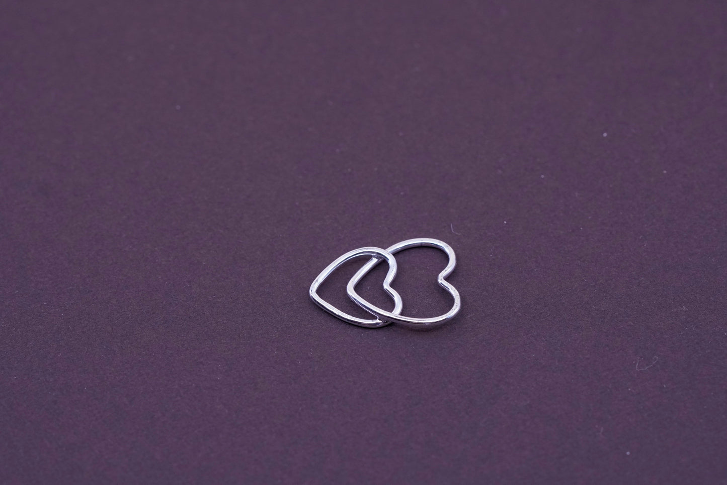 Vintage Sterling silver handmade pendant, 925 double heart charm