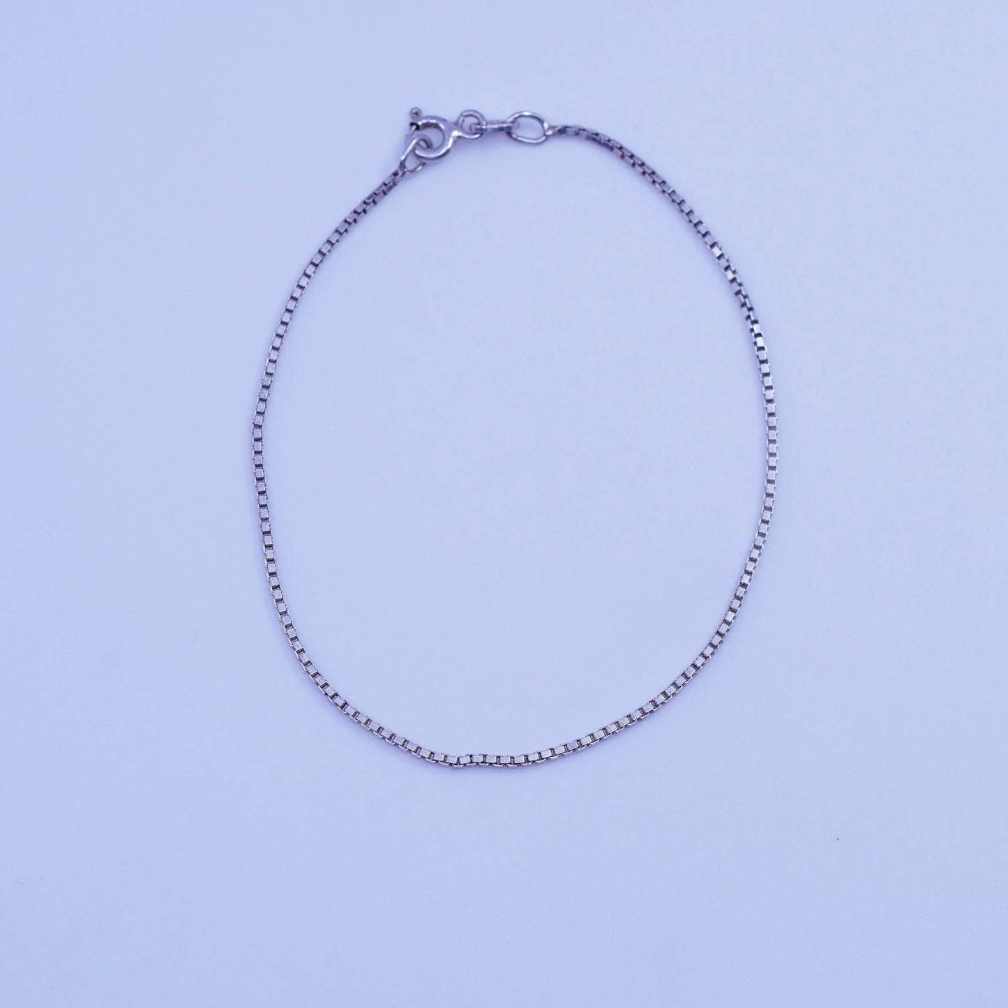 7”, 1mm, Vintage Italy Sterling 925 silver handmade bracelet, box chain