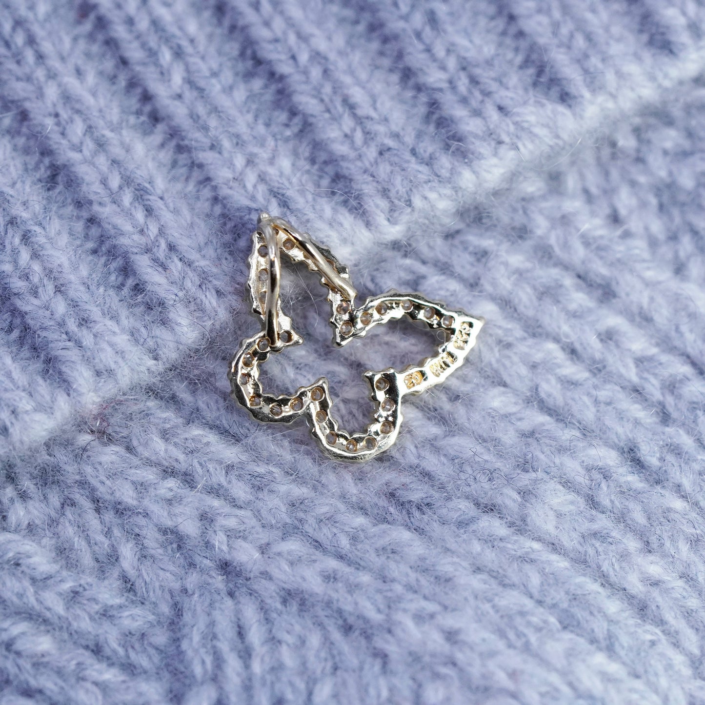 VTG gold over vermeil Sterling silver handmade charm, 925 butterfly pendant cz