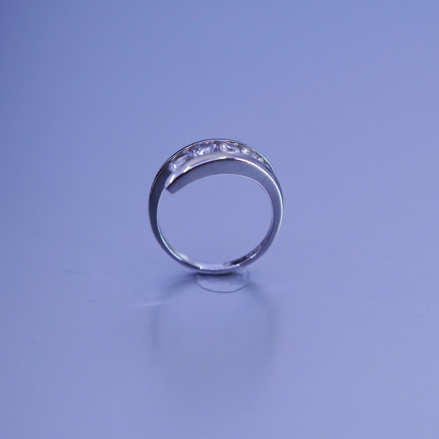 Size 8.25, vintage Sterling 925 silver handmade engagement ring with Cz