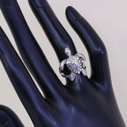 Size 5.75, Mexico Handmade Sterling 925 Silver Sea Turtle Band Ring, Stamped 925