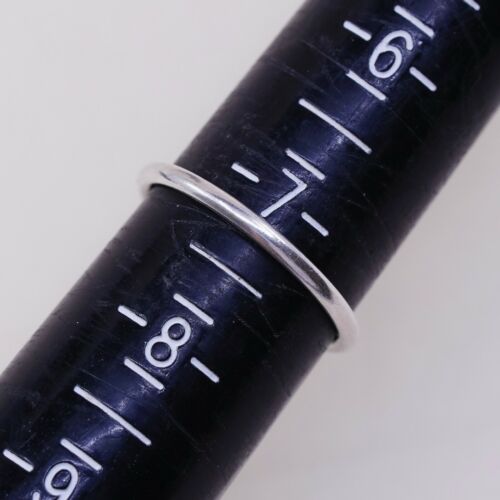 Sz 7.25, Vtg Sterling Silver Handmade Ring, 925 Silver Band W Malachite Inlay