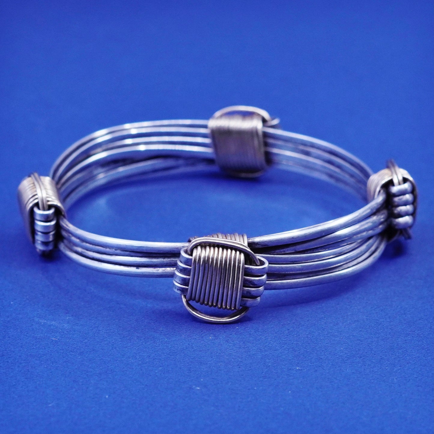 USA AENB two tone Sterling silver handmade bracelet, 925 bangle w/ brass