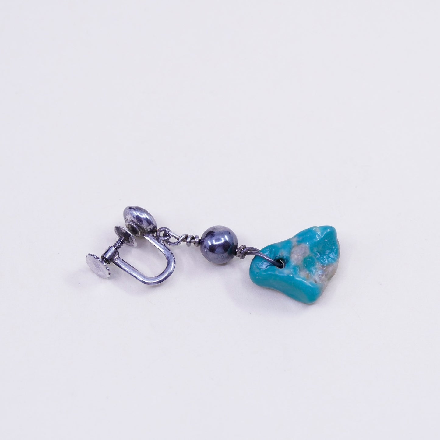 Native American navajo Sterling 925 silver screw back earrings turquoise