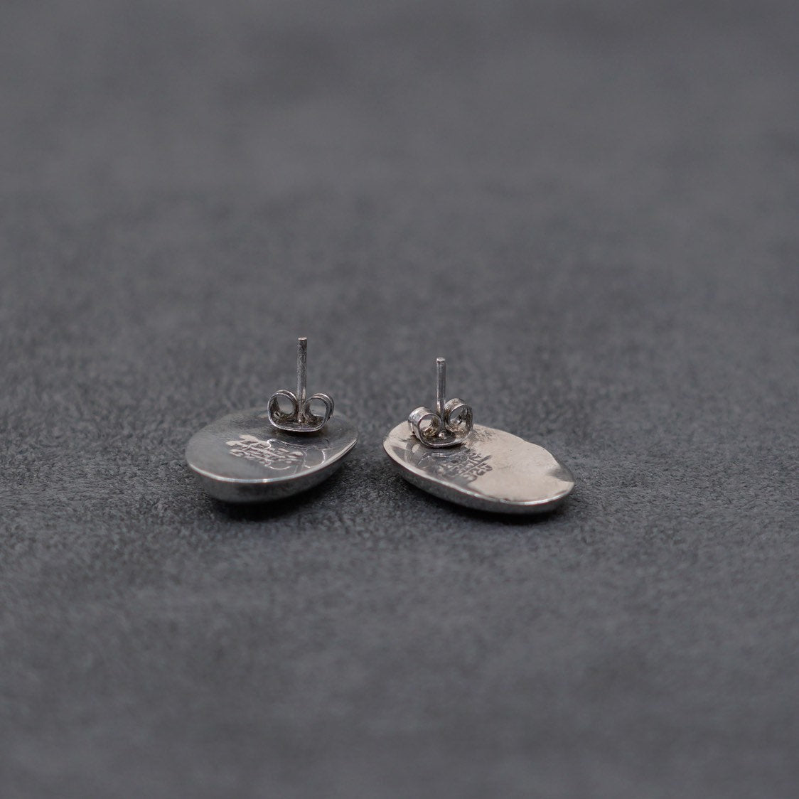 Vintage Sterling silver handmade earrings, 925 w/ oval obsidian studs