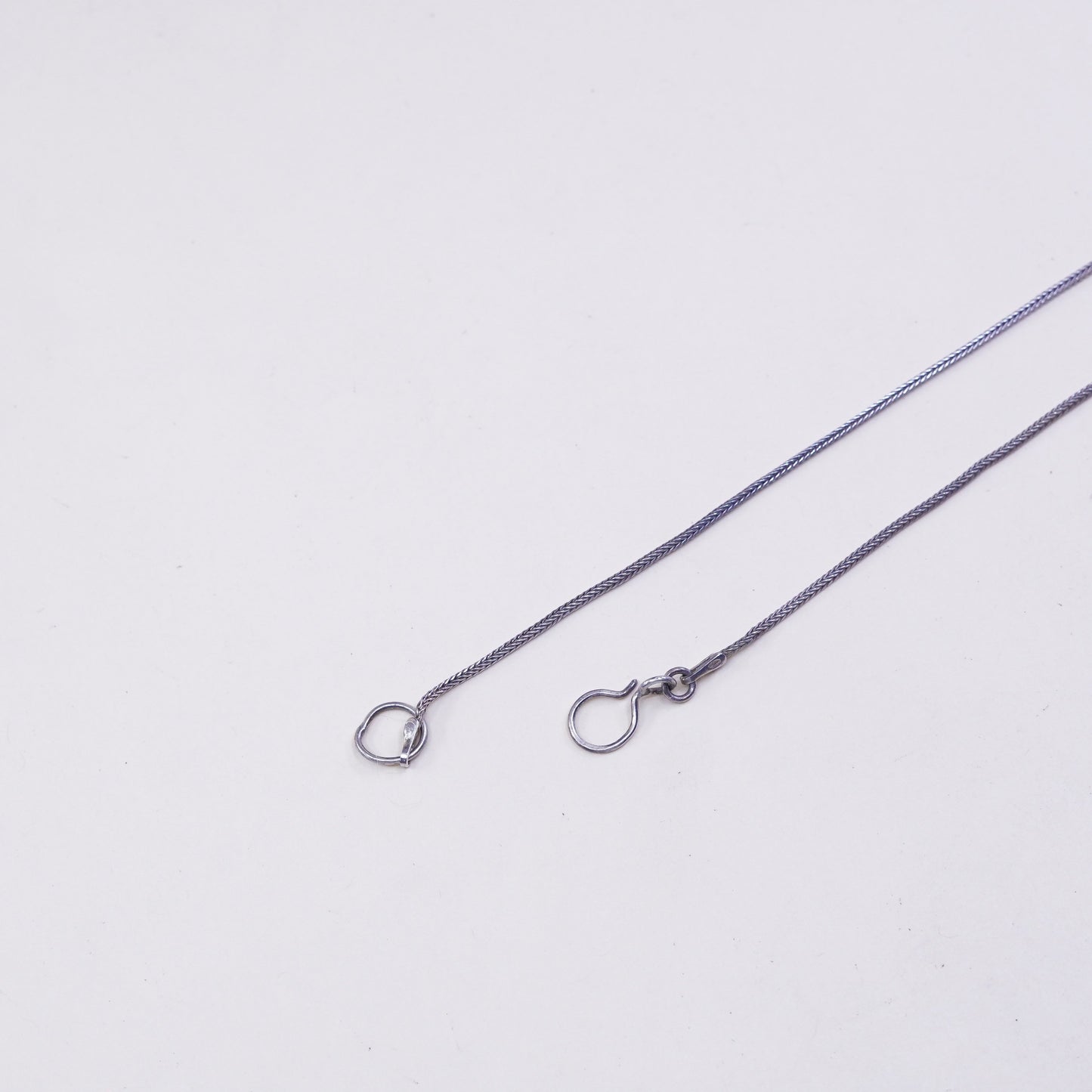 17”, vtg handmade Sterling 925 silver wheat chain with disc pendant and pearl