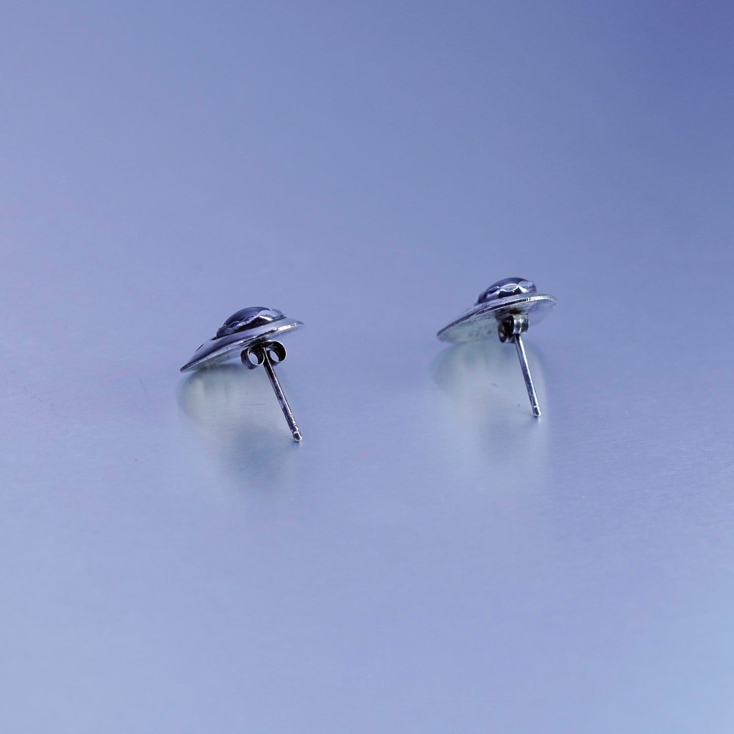 Native Zuni Sensa Eustace Sterling 925 silver earrings, bear paw studs hematite