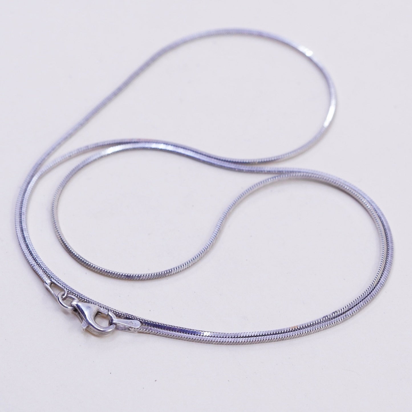 20”, 1mm, Vintage sterling silver snake chain, Italy 925 square chain