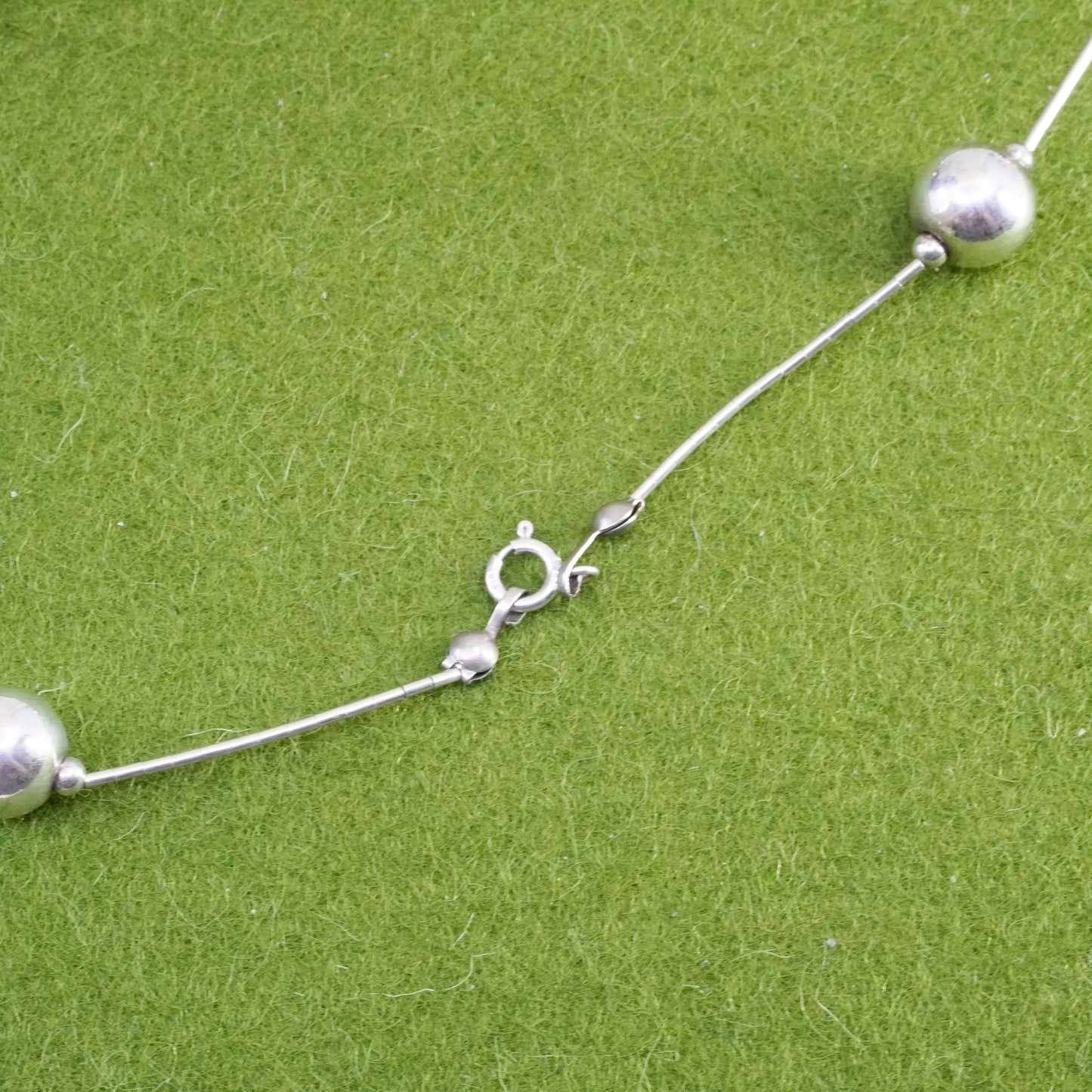 16”, Sterling silver handmade necklace, 925 liquid silver chain 10mm beads