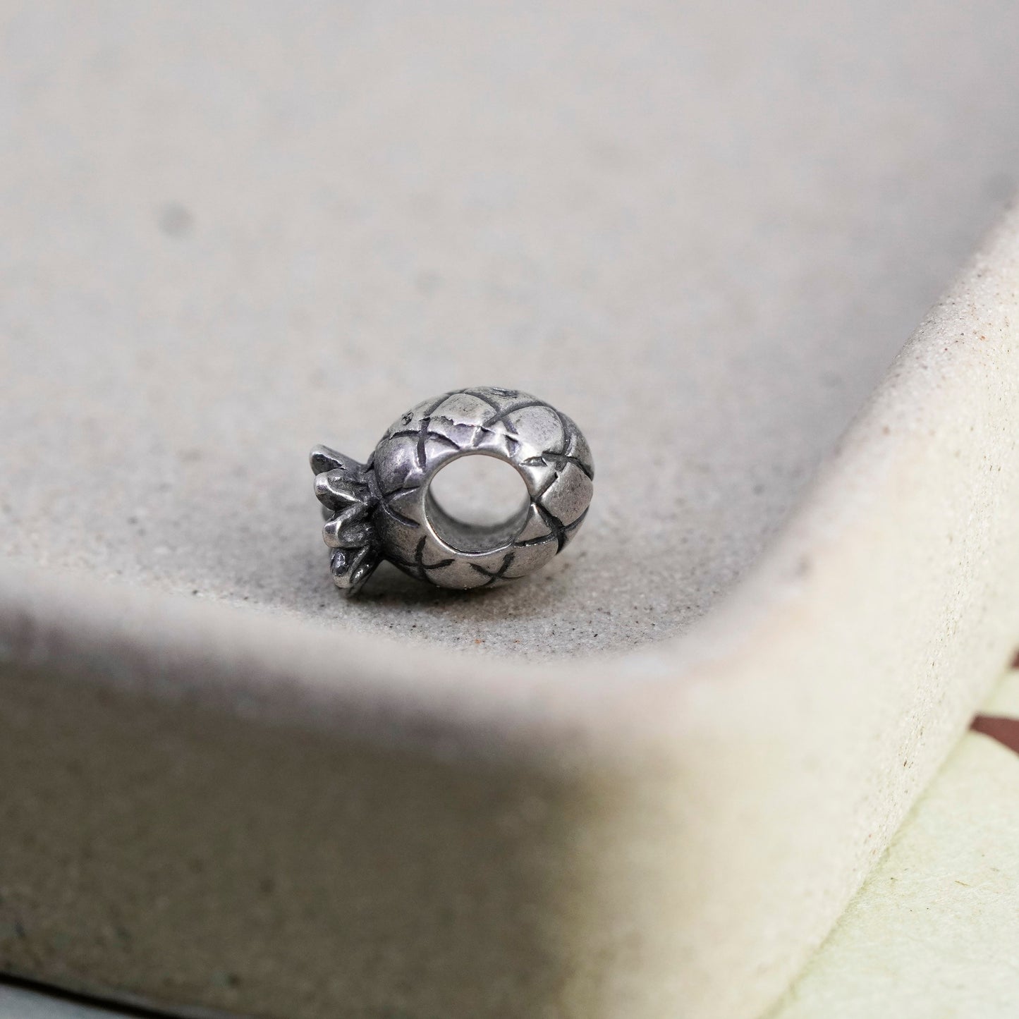 Vintage Sterling silver handmade pendant, 925 pineapple bead charm