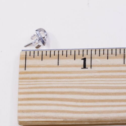 Vintage Sterling silver handmade earrings, 925 silver heart studs