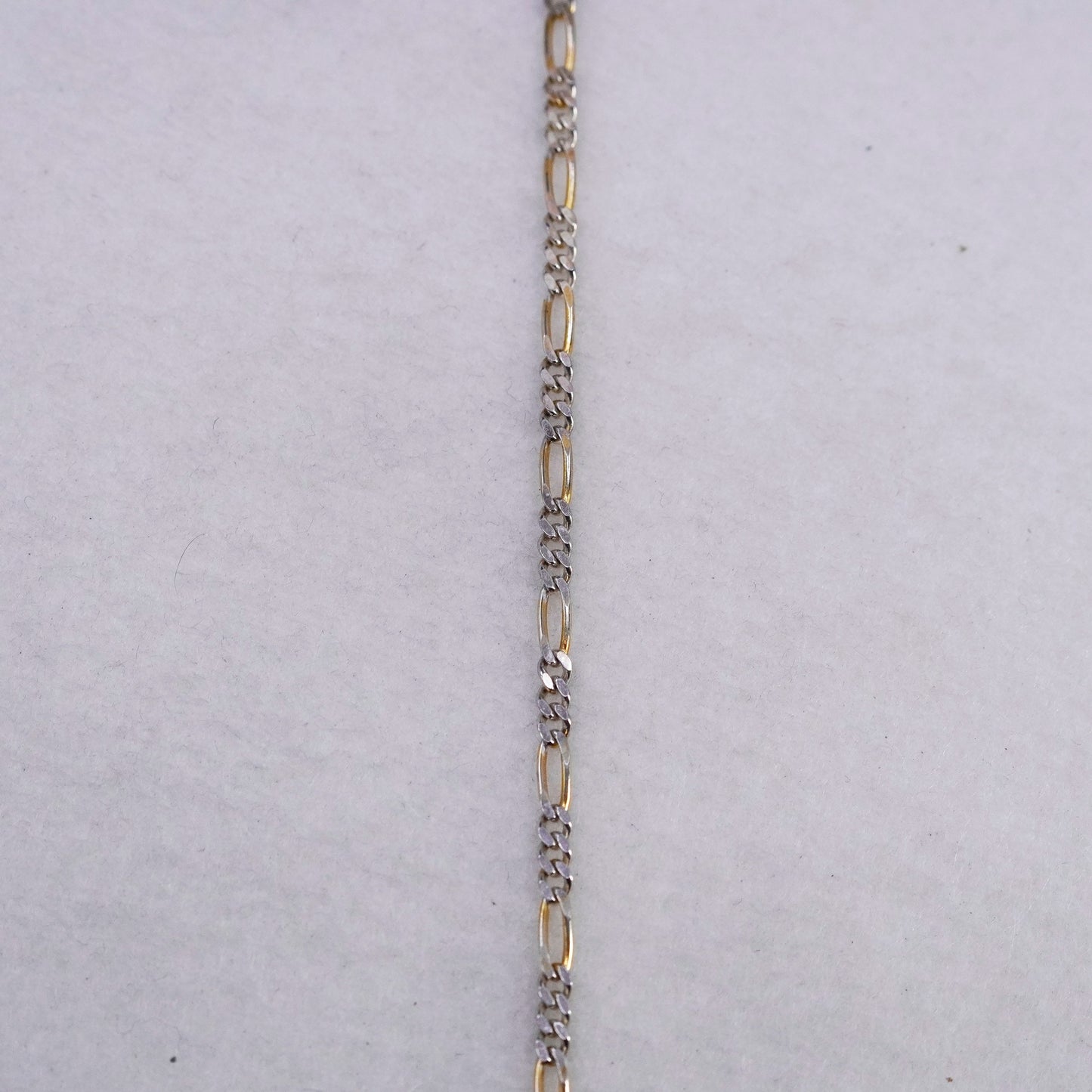 24” 3mm, vintage Italy two tone Sterling 925 silver figaro chain necklace