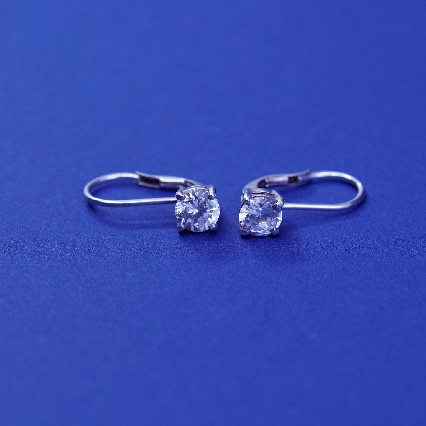 Vintage sterling 925 silver earrings with cz dangles