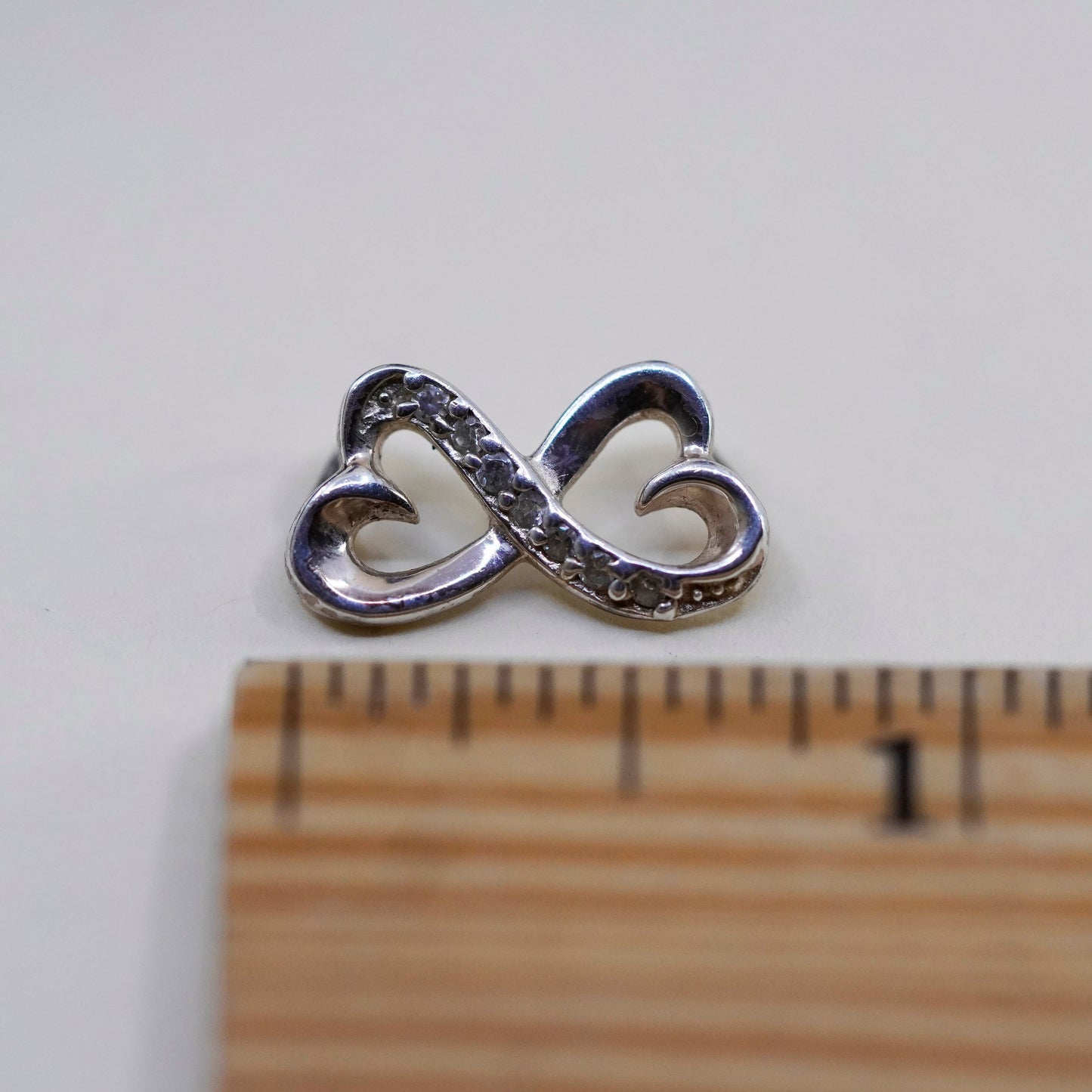 sterling silver handmade pendant, 925 double hearts with Swarovski crystal