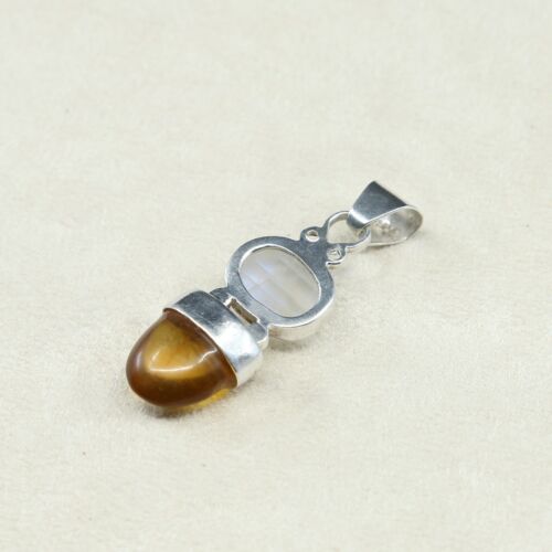 Vintage Sterling Silver Handmade Pendant, Solid 925 Silver With Oval Moonstone