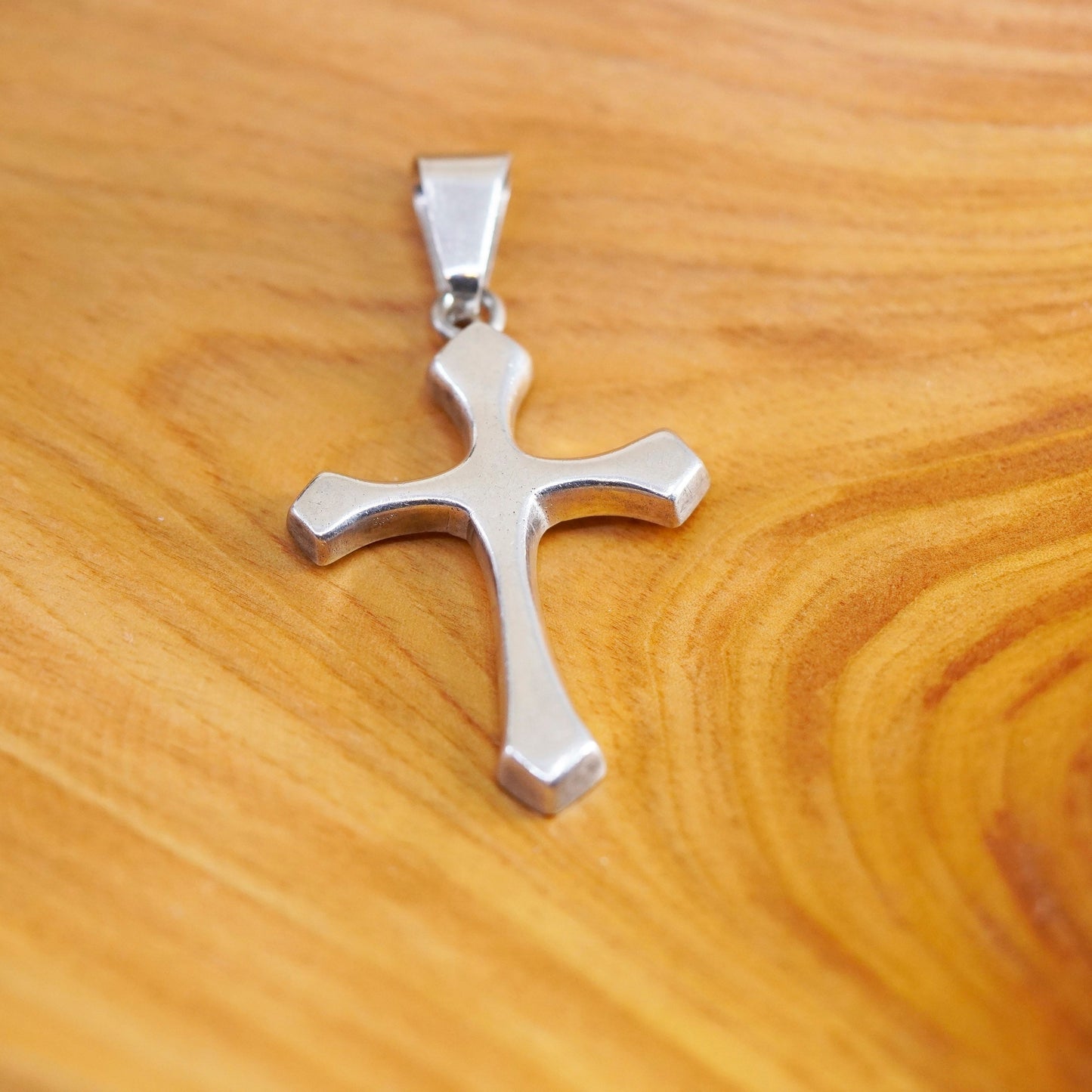 Vintage Mexico Sterling silver handmade pendant, modern 925 cross