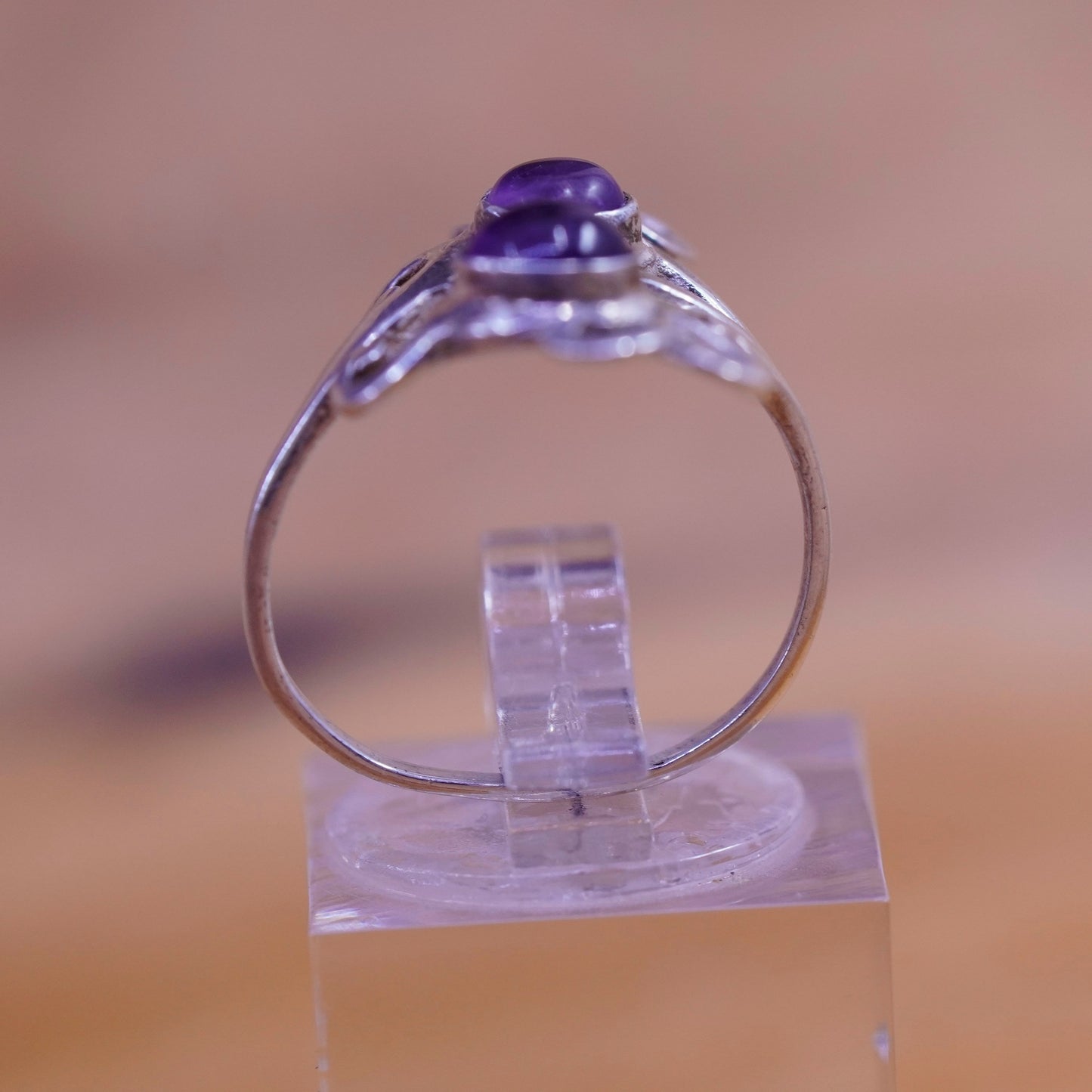Size 5.75, vintage Sterling silver handmade ring, 925 band with amethyst