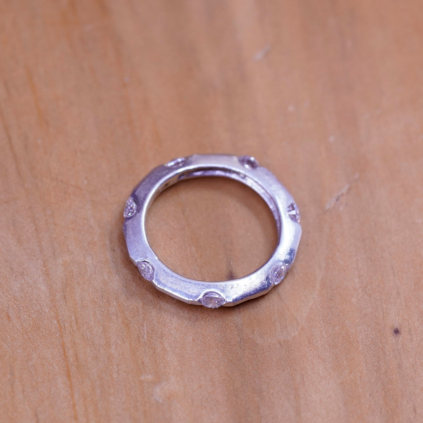 Size 6.5, vintage Sterling silver ring, 925 band with cz