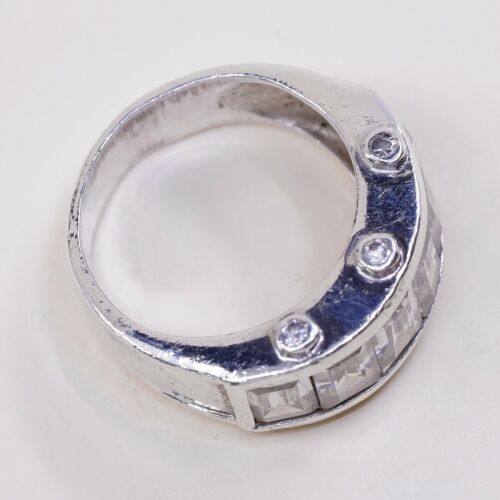 Sz 6, Sterling Silver Ring, 925 Silver Band Engagement Ring W/ Cz