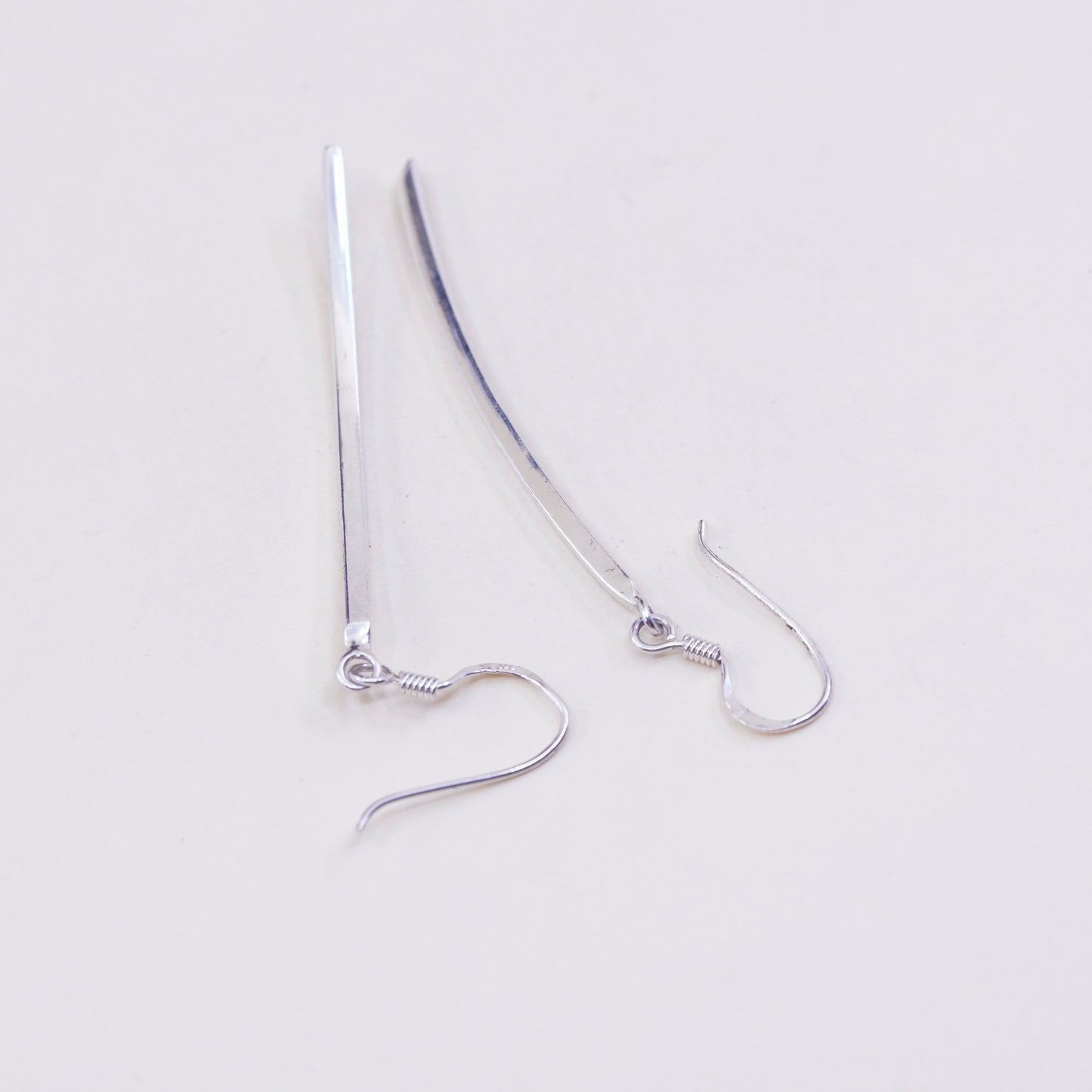 Vintage sterling 925 silver handmade long earrings, modern long dangles