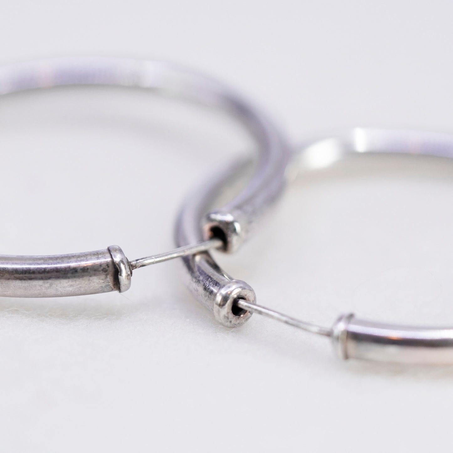 1.5”, vintage Sterling silver handmade earrings, modern bold 925 hoops