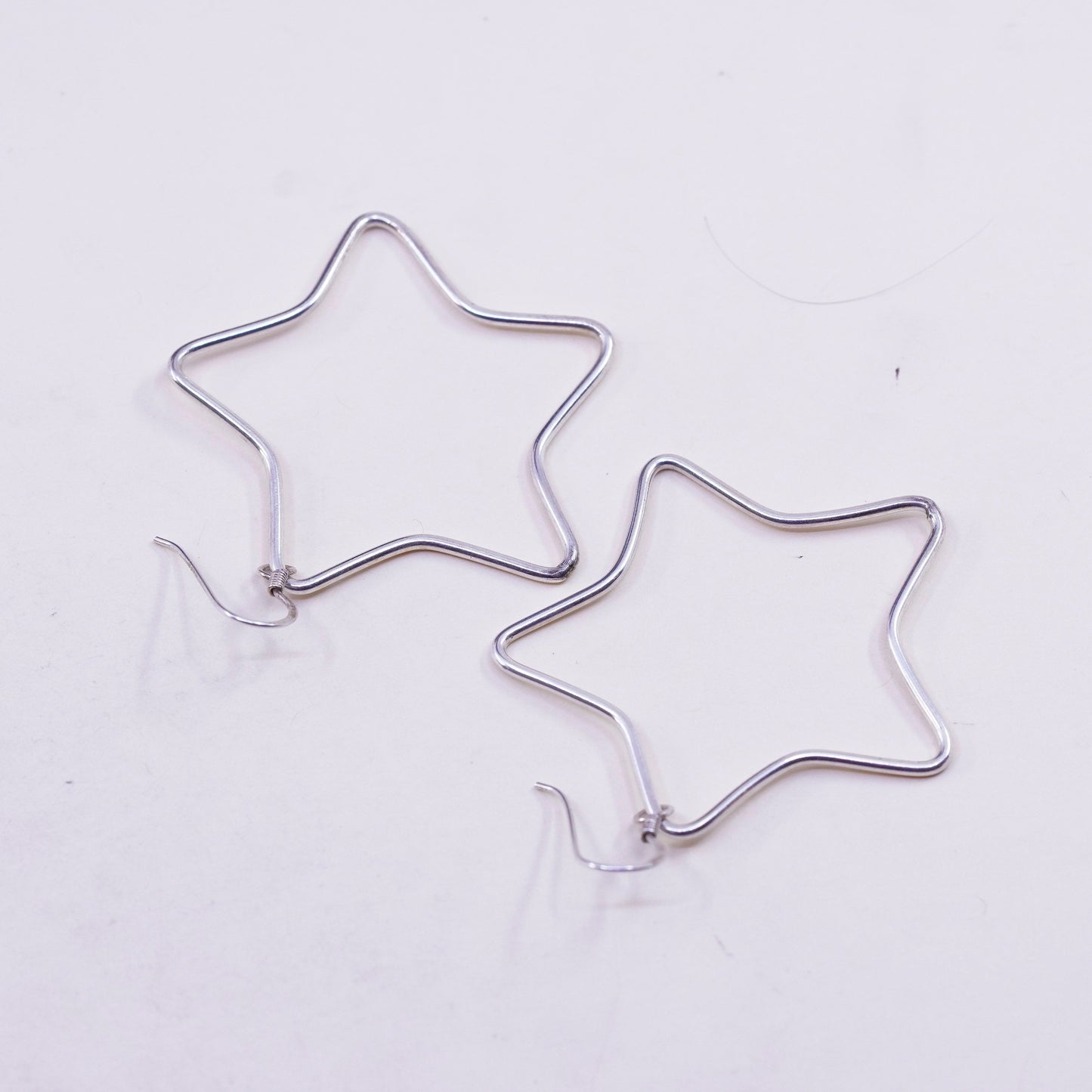 Vintage sterling silver handmade modern earrings, 925 star