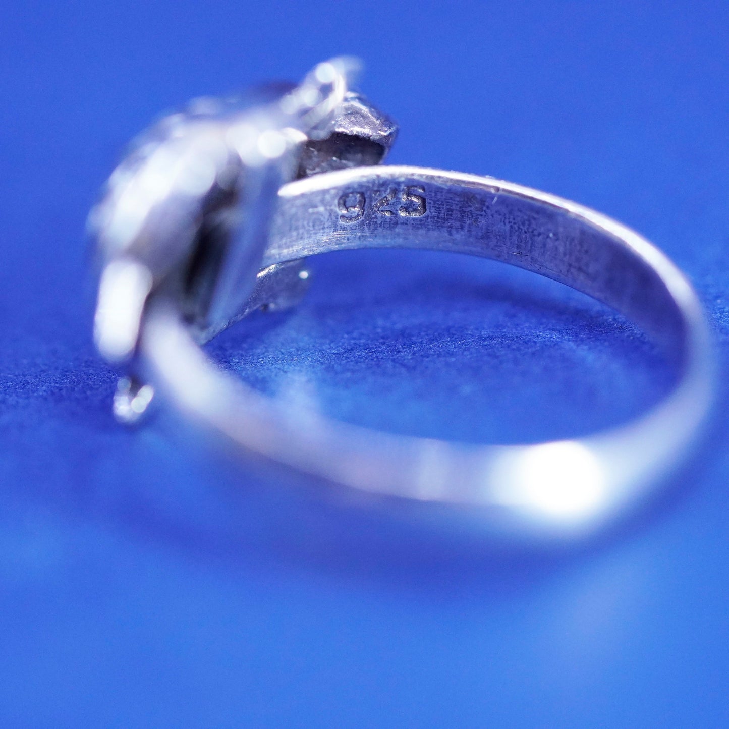 Size 5.25, vintage Sterling silver handmade ring, 925 turtle ring
