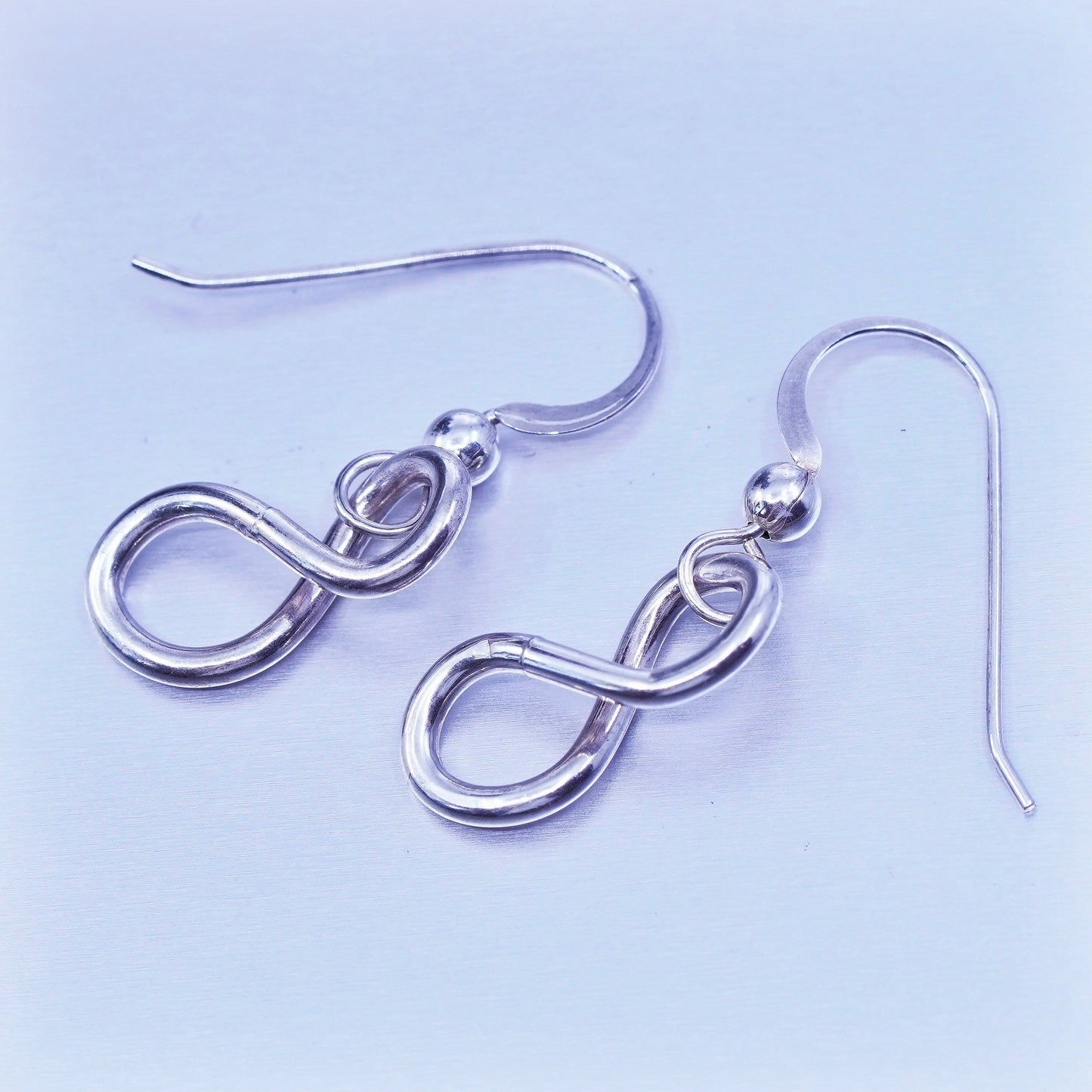 Vintage Sterling 925 silver handmade infinity earrings