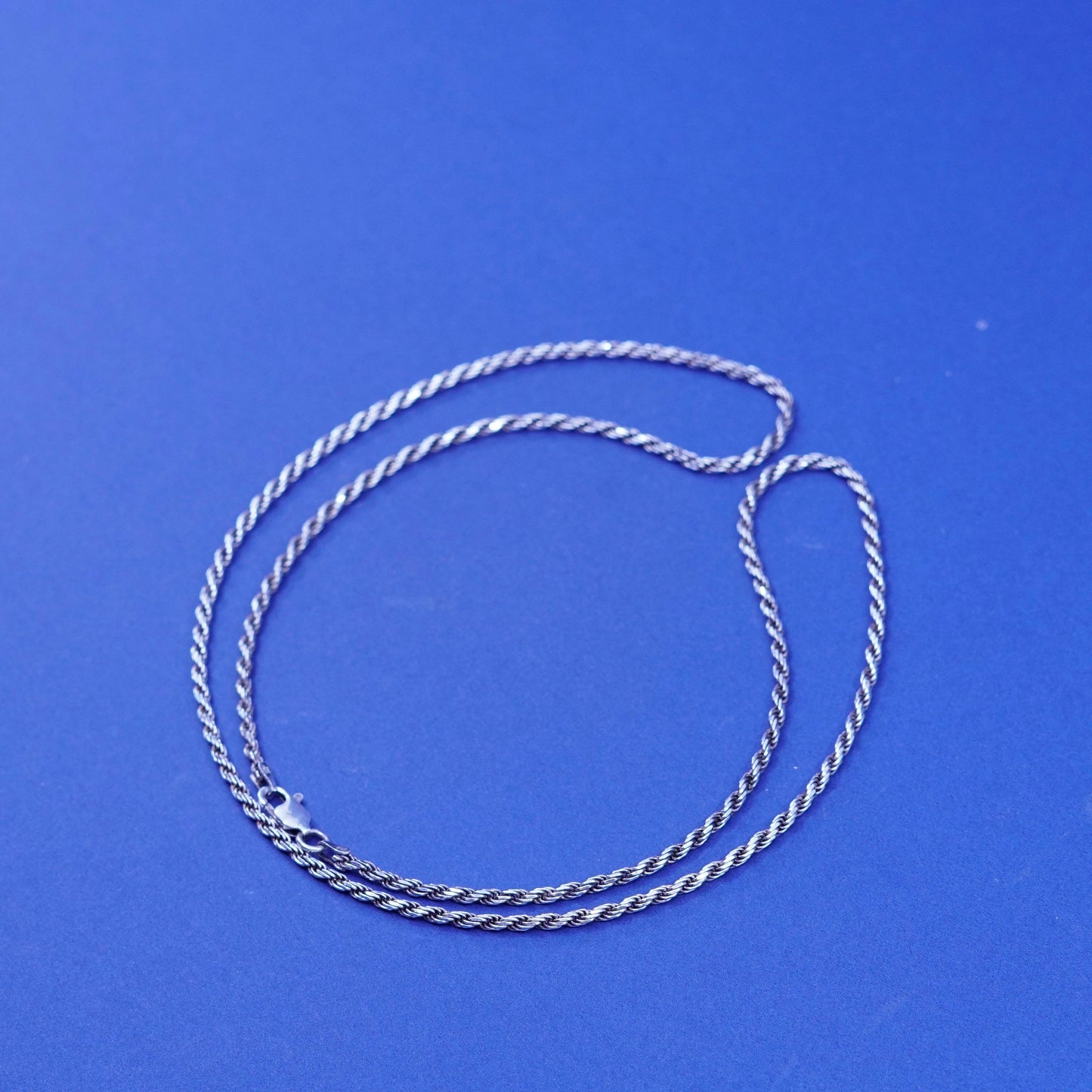 24”, 2mm, vintage Italy Milor Sterling silver handmade necklace, 925 rope chain