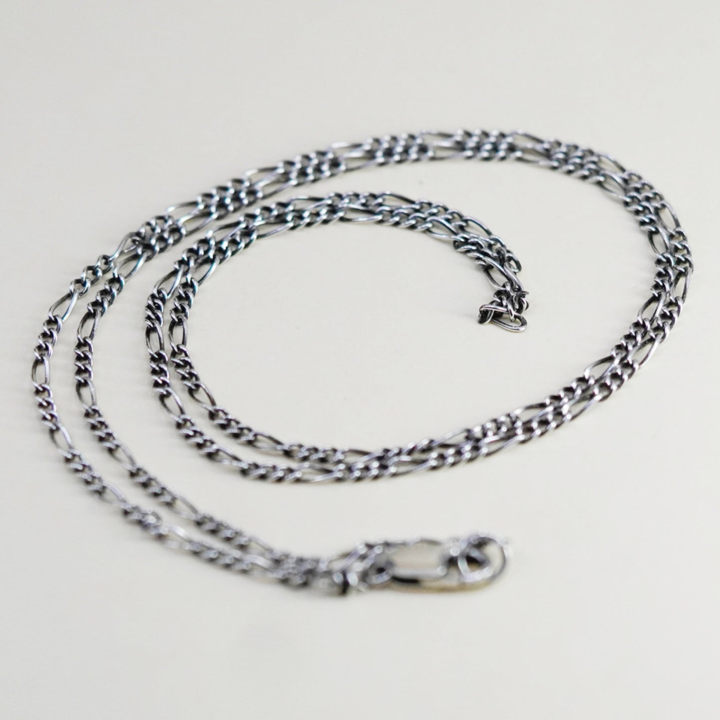 25”, 3mm, Vintage sterling silver figaro chain, bold 925 men’s necklace