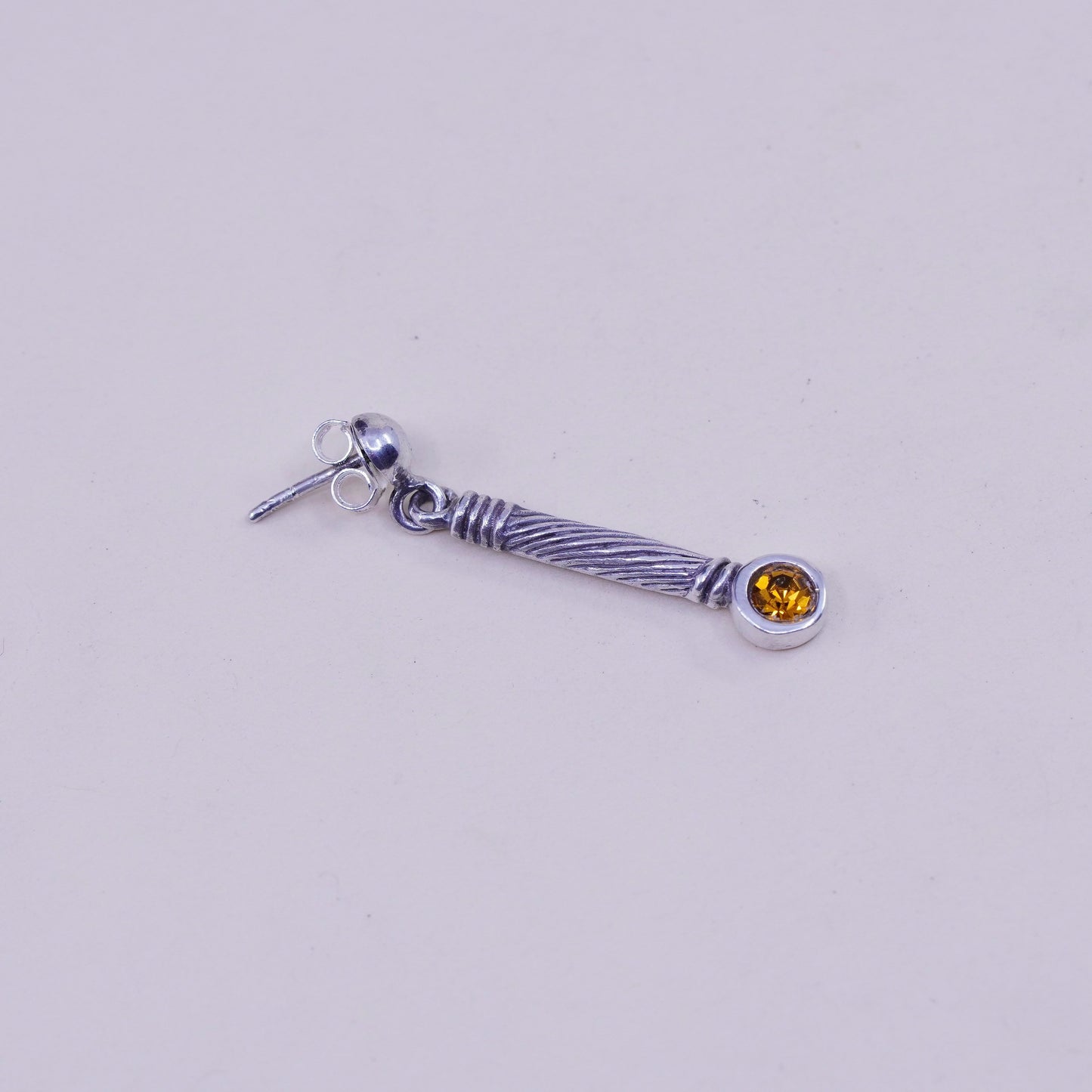 Vintage Sterling 925 silver handmade earrings with citrine