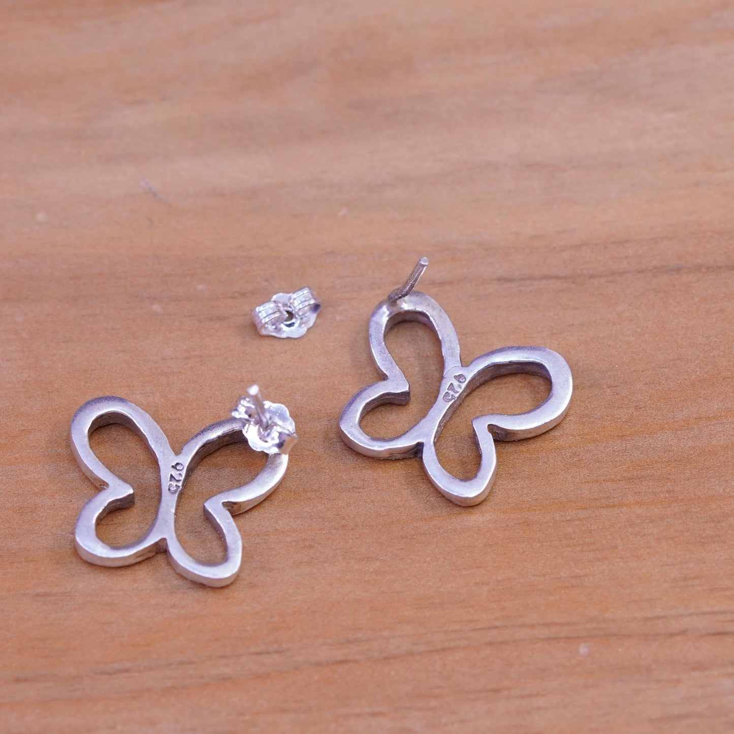 Vintage Sterling 925 silver handmade earrings, glittering studs