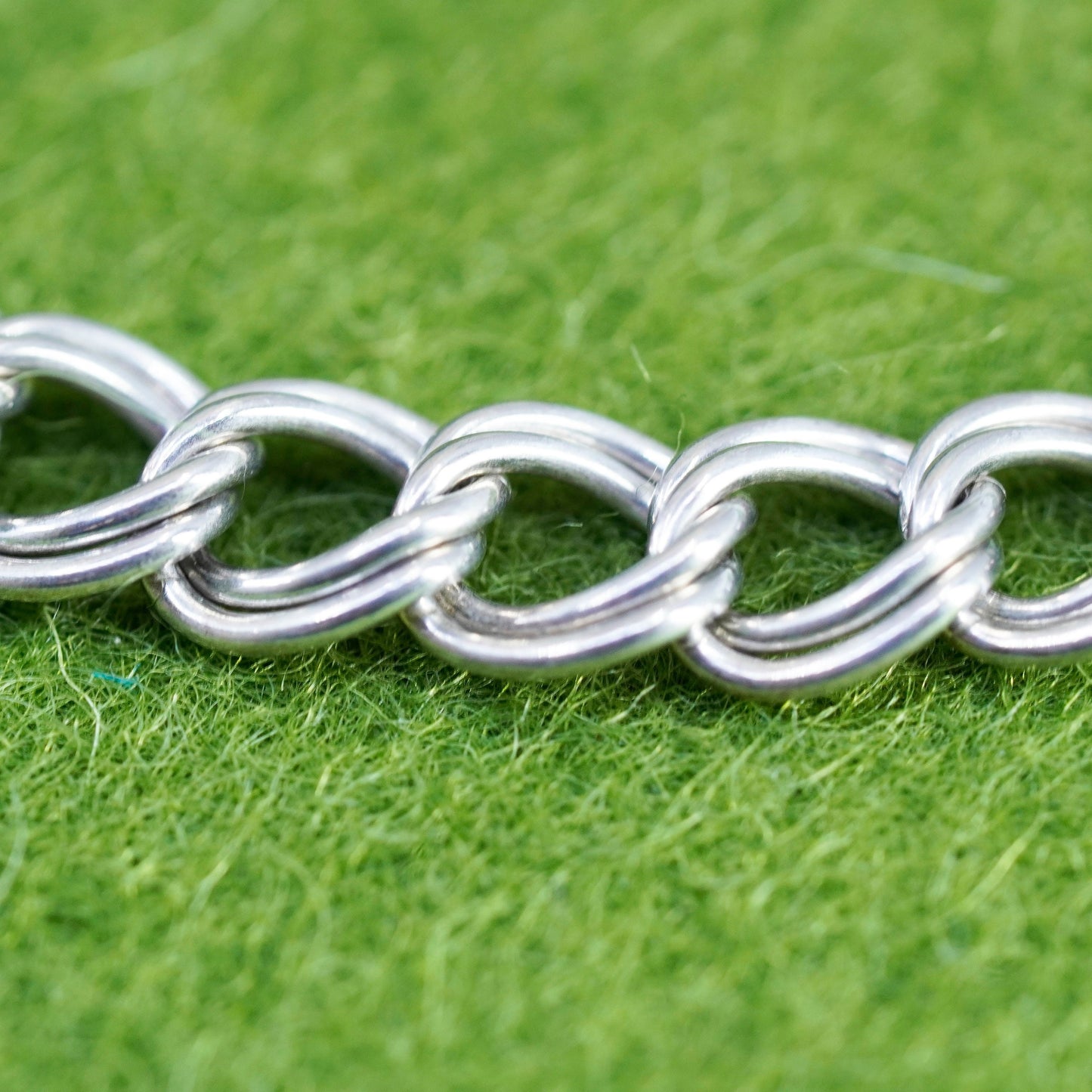 7”, 6mm, Vintage sterling silver bracelet, 925 double curb chain