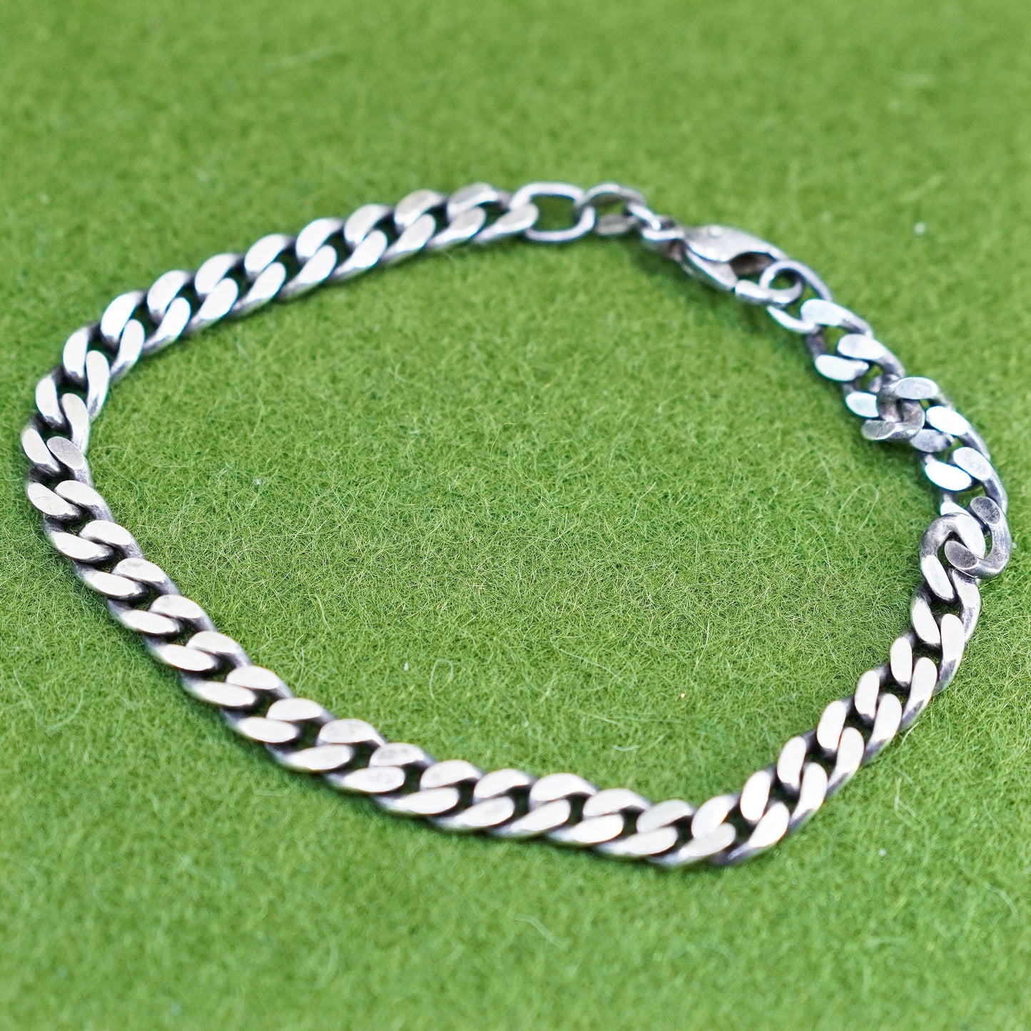 7.5”, 5mm, Vintage sterling 925 silver bold curb bracelet