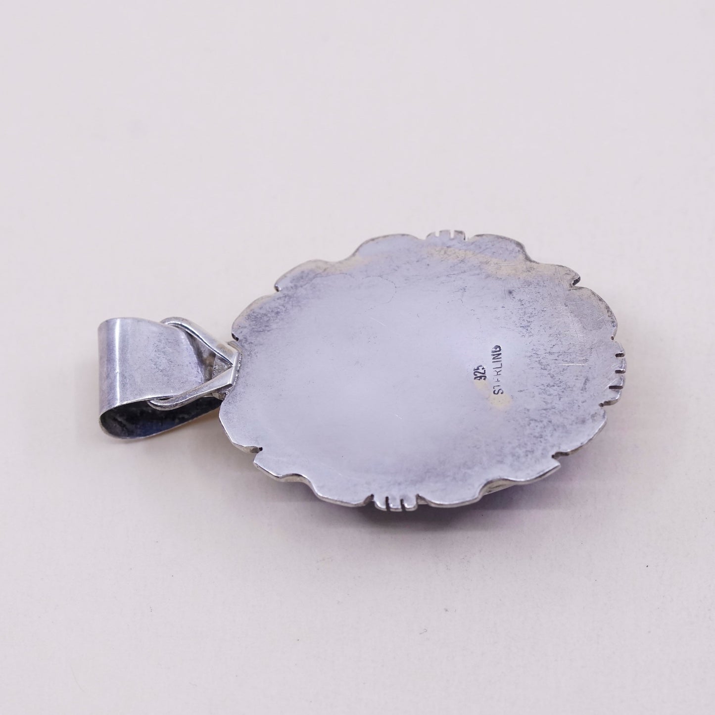 vtg natives American sterling 925 silver handmade pendant with oval sodalite
