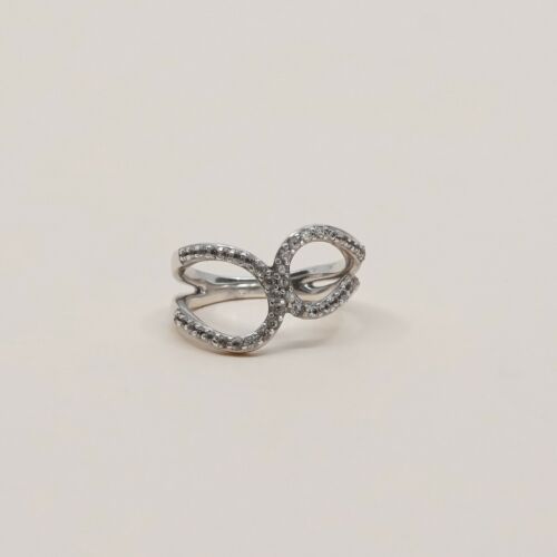 Sz 7, Vtg Sterling silver handmade ring, 925 silver cross band W/ Crystals Inlay