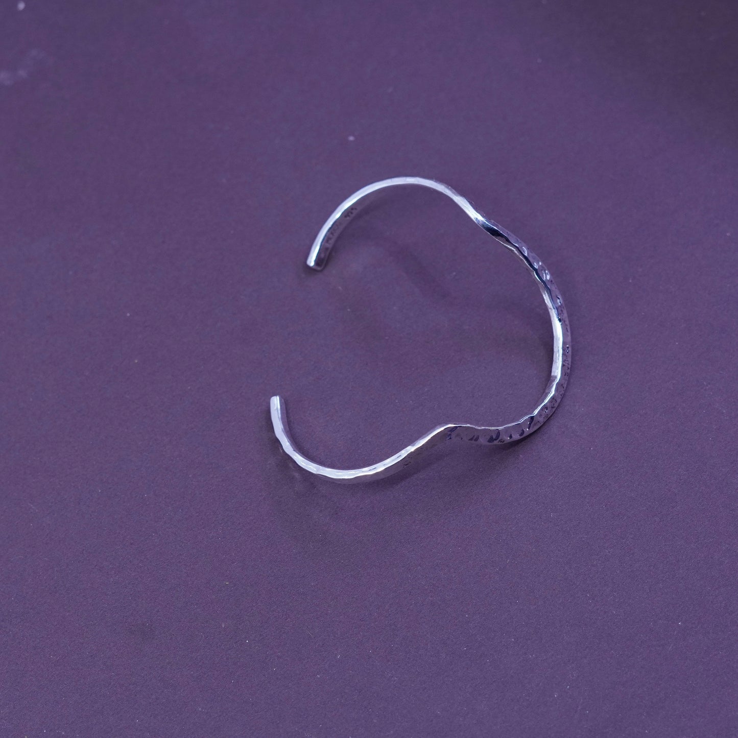 6.5”, mexico Sterling silver handmade bracelet, 925 cuff with hammered texture