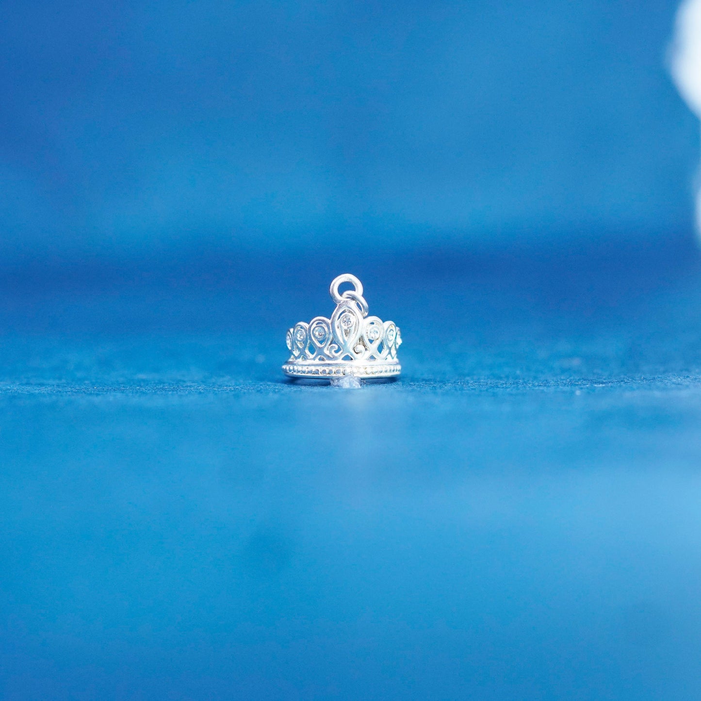 Vintage Sterling silver handmade pendant, 925 crown charm with cz