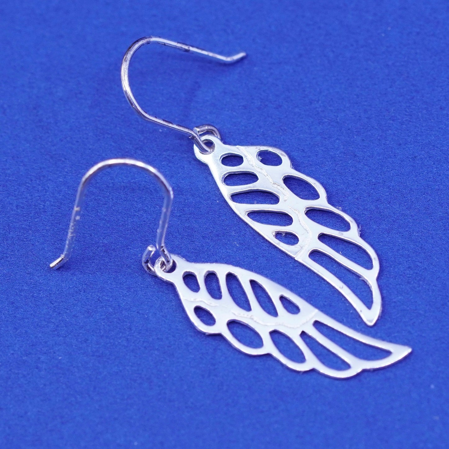 Vintage Sterling silver handmade earrings, 925 wings dangles