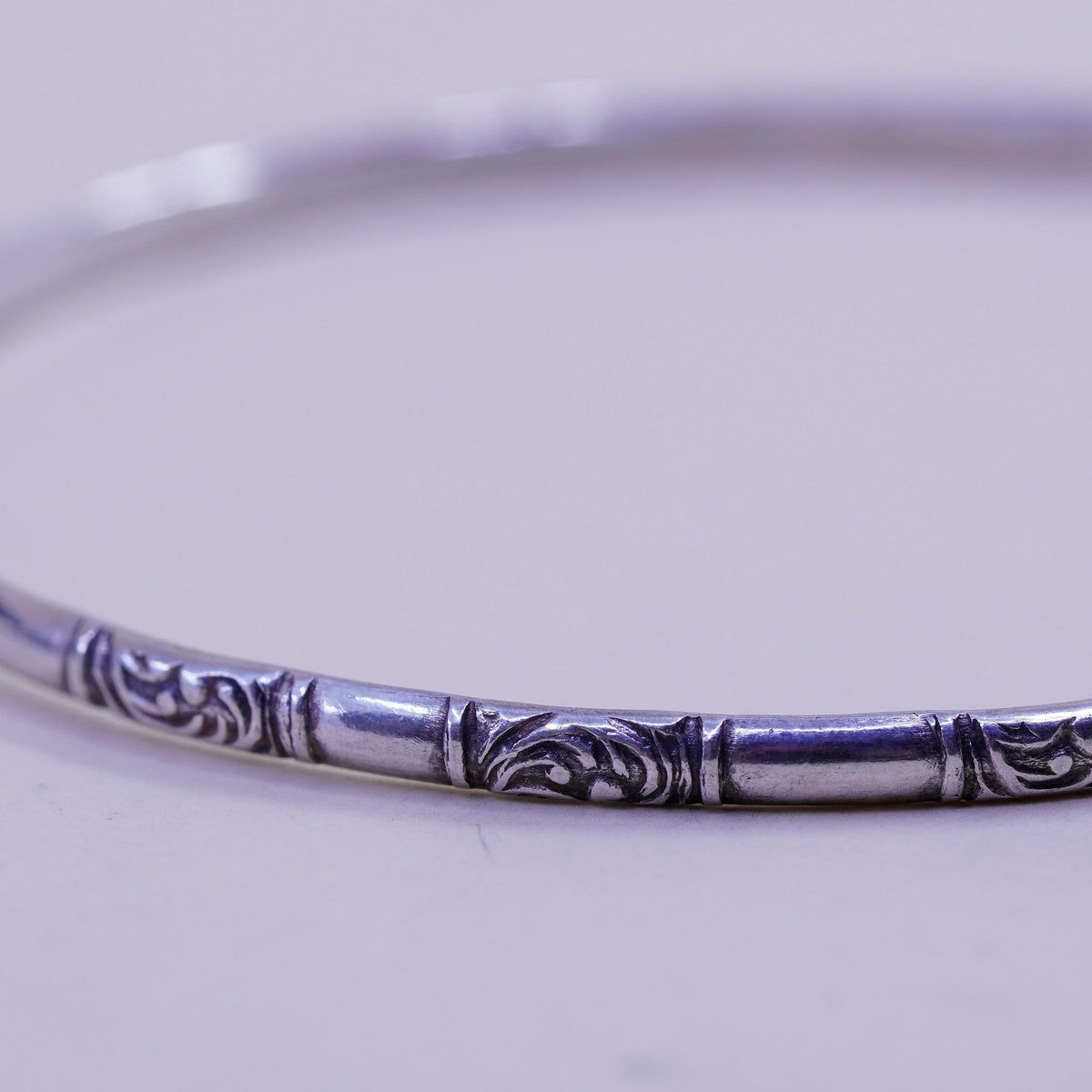 7.75”, Vintage sterling silver handmade 925 bracelet, textured bangle