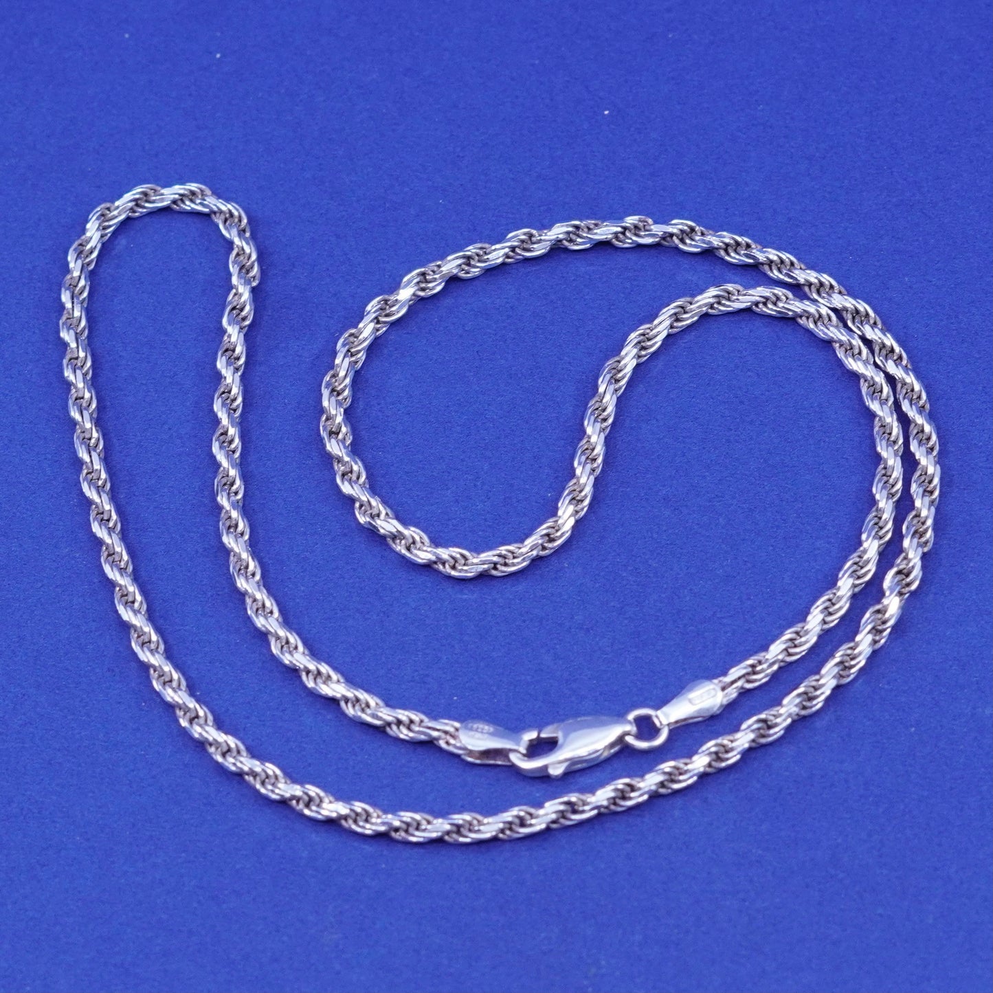 18”, 3mm, vintage Sterling silver handmade necklace, 925 diamond rope chain