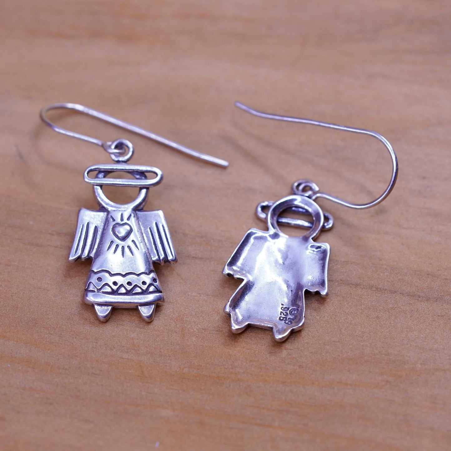 Vintage southwestern Sterling 925 silver handmade Angel earrings