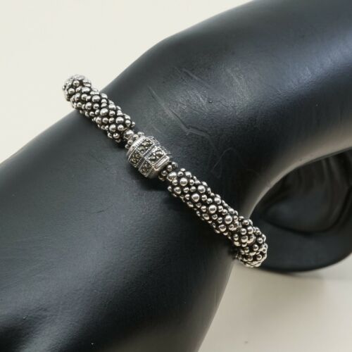 6”, 6mm, Vtg Sterling 925 Silver Handmade Ball Bead Bracelet, Stamped 925