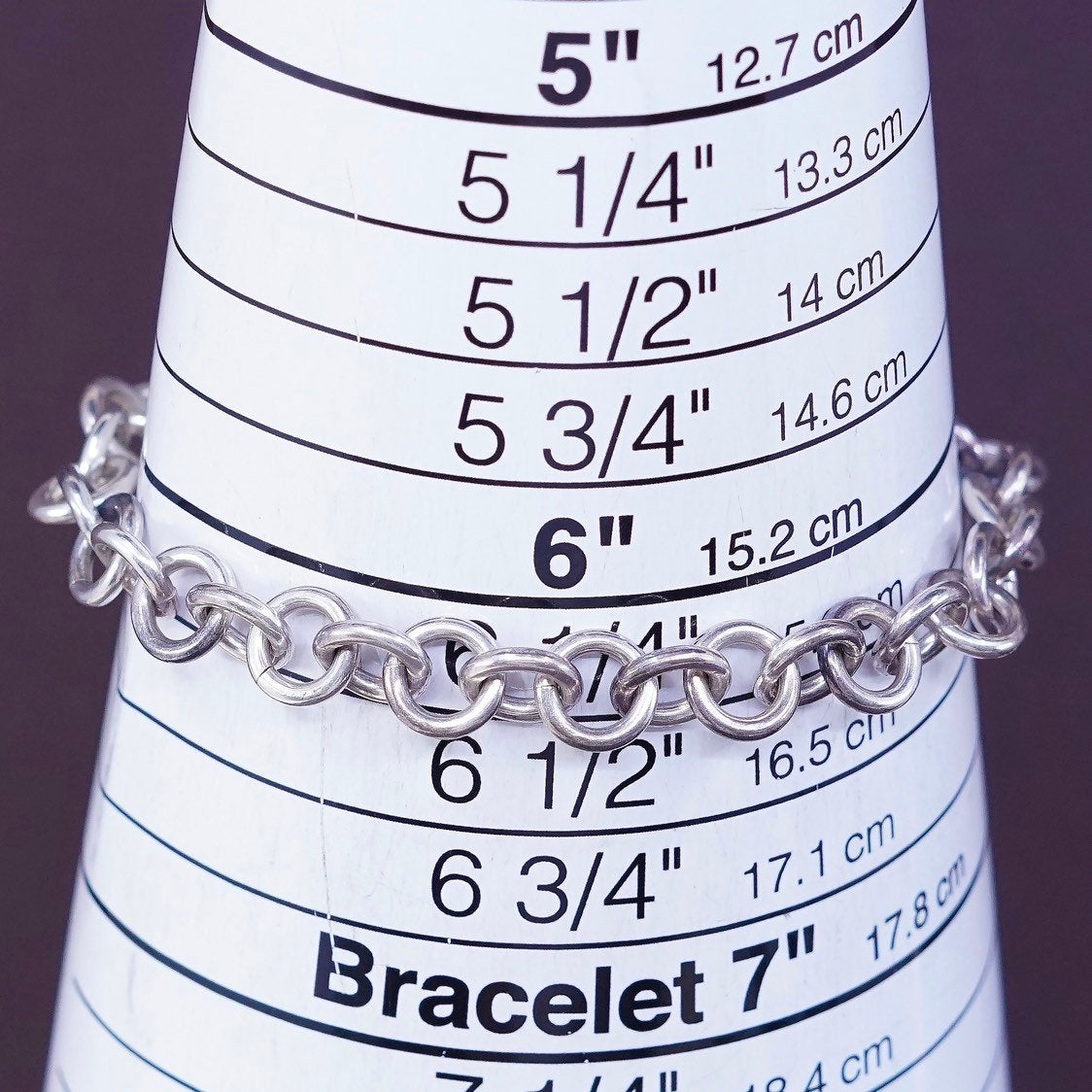 6.25", 7mm, vtg Sterling 925 silver handmade monogram “KPB” bracelet toggle