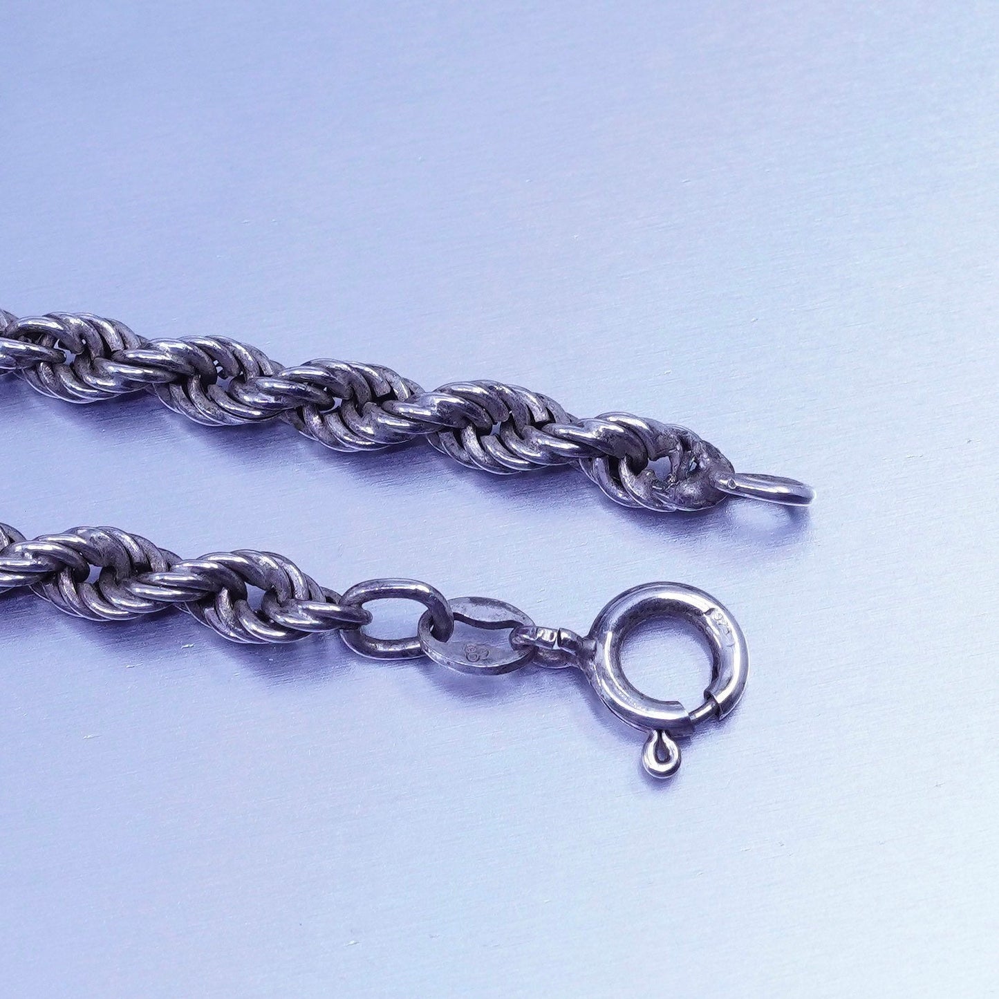 24” 4mm, vintage Italy Sterling 925 silver bold rope chain necklace