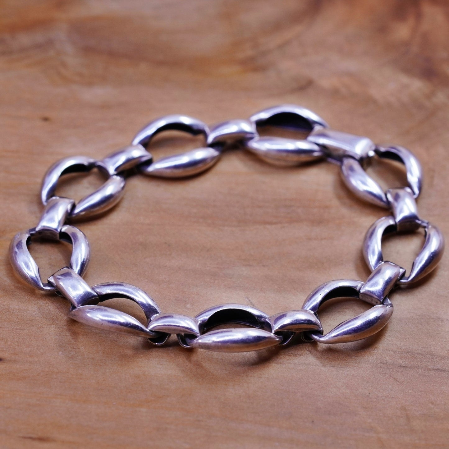 6.75”, vintage Danecraft Sterling silver handmade bracelet, 925 oval chain