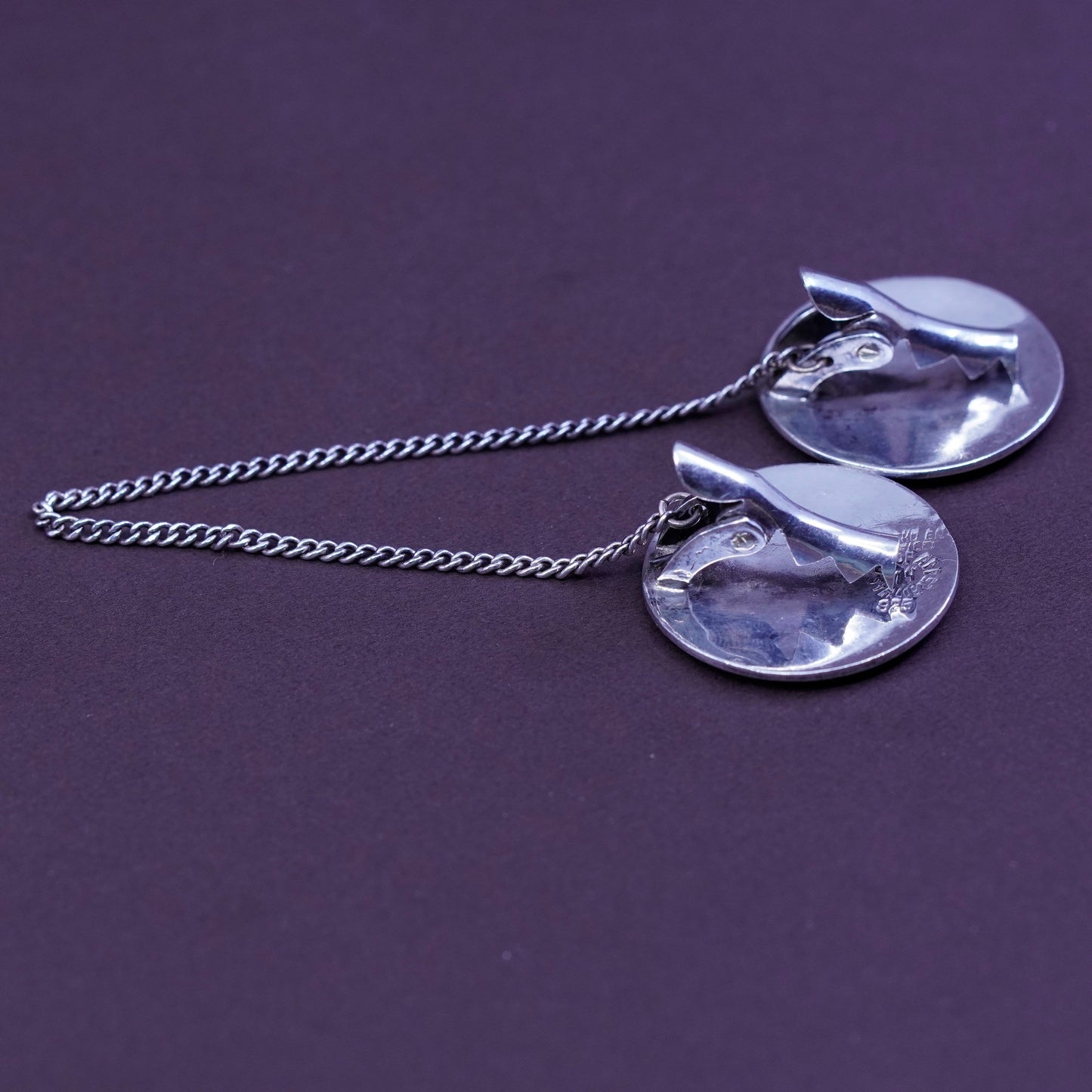 mexico Hecho En Sterling 925 silver jewelry, collar clips with enamel initial